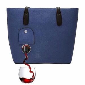 PortoVino City Tote Wine Bag blue with a hidden insulated compartment for wine